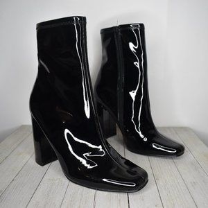 Steve Madden Women's New Size 10 Black Shiny Block Heel Ankle Boots